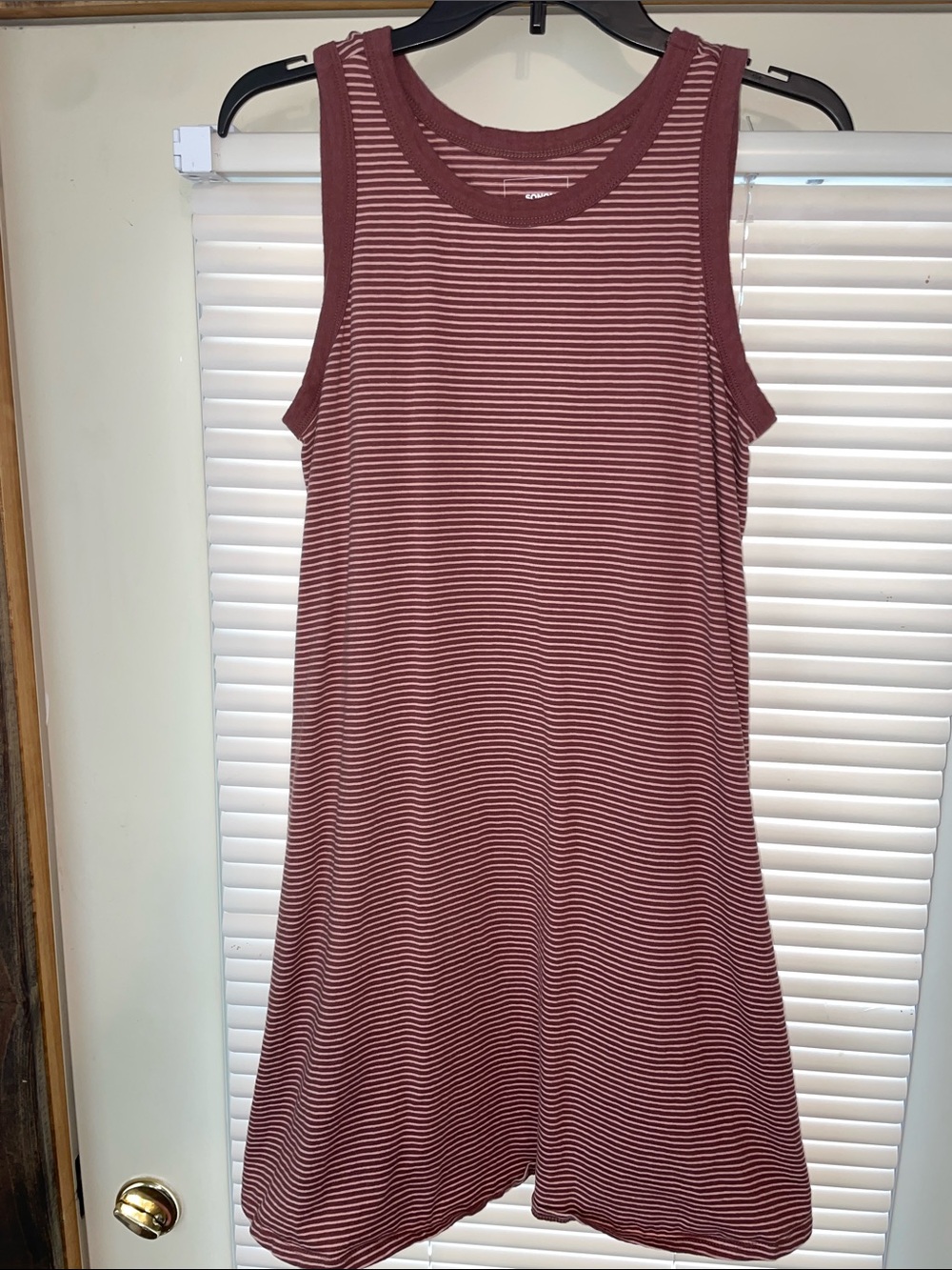 Sonoma Sleeveless Striped Midi Dress in Maroon and Pink